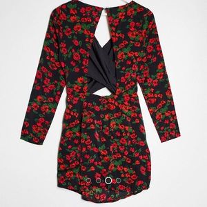Front wrap mini dress in floral
